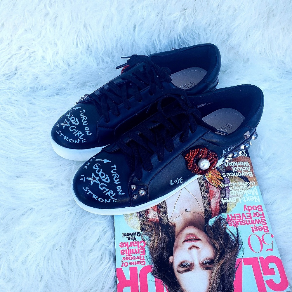 Embellished Spike detailed sneakers